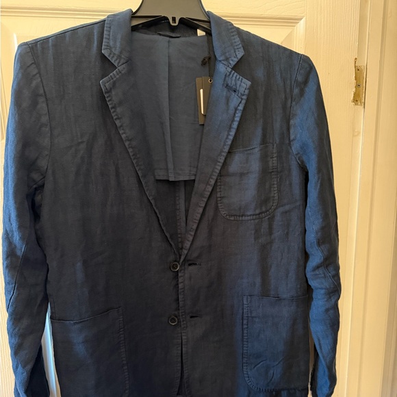 Garment Dyed Carbon Blue Linen Archie Jacket - 38R - Picture 4 of 5